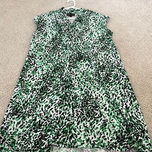 Green black and white dress